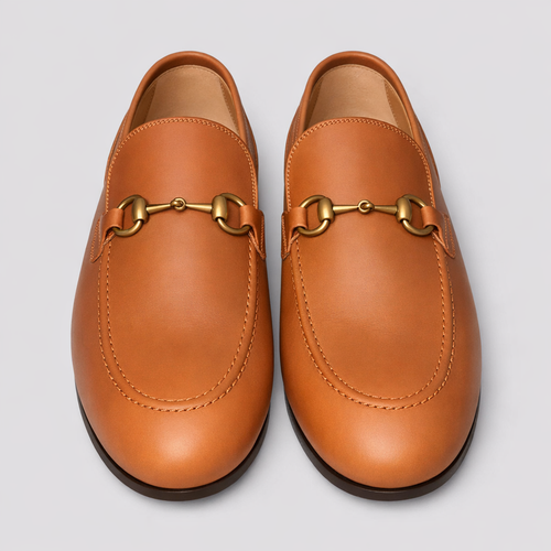 Mocassins Gucci Cuir Marron avec Mors Doré