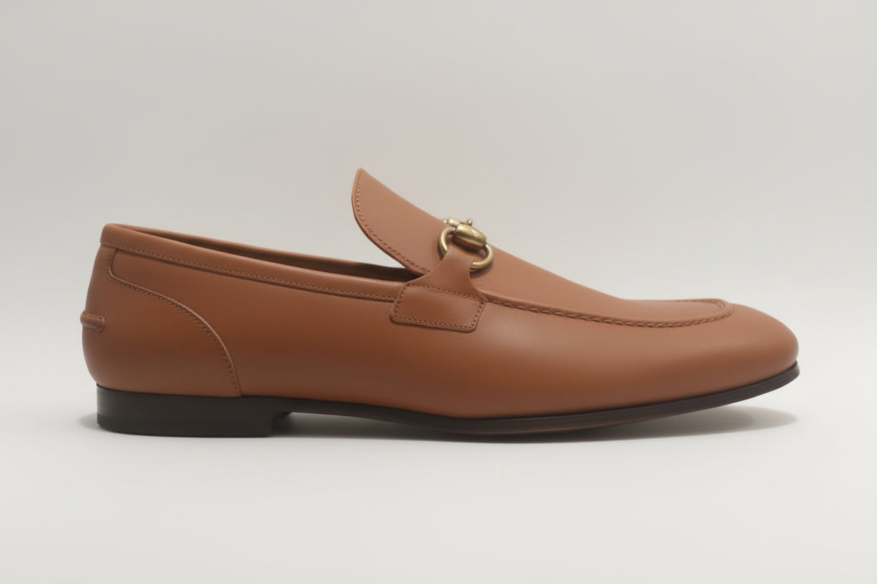 Mocassins Gucci Cuir Marron avec Mors Doré