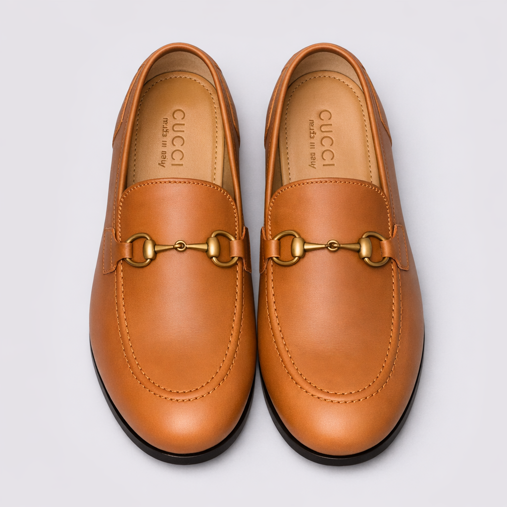 Mocassins Gucci Cuir Marron avec Mors Doré