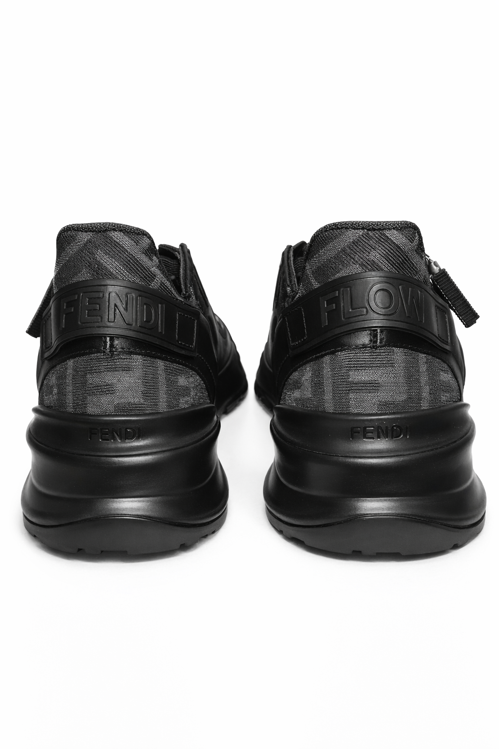 Sneakers Fendi Flow Noires avec Monogramme et Fermeture Zippée